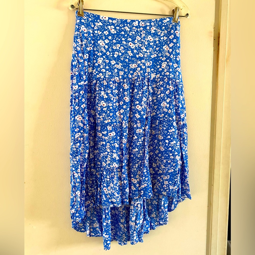 Floral hi-low midi skirt